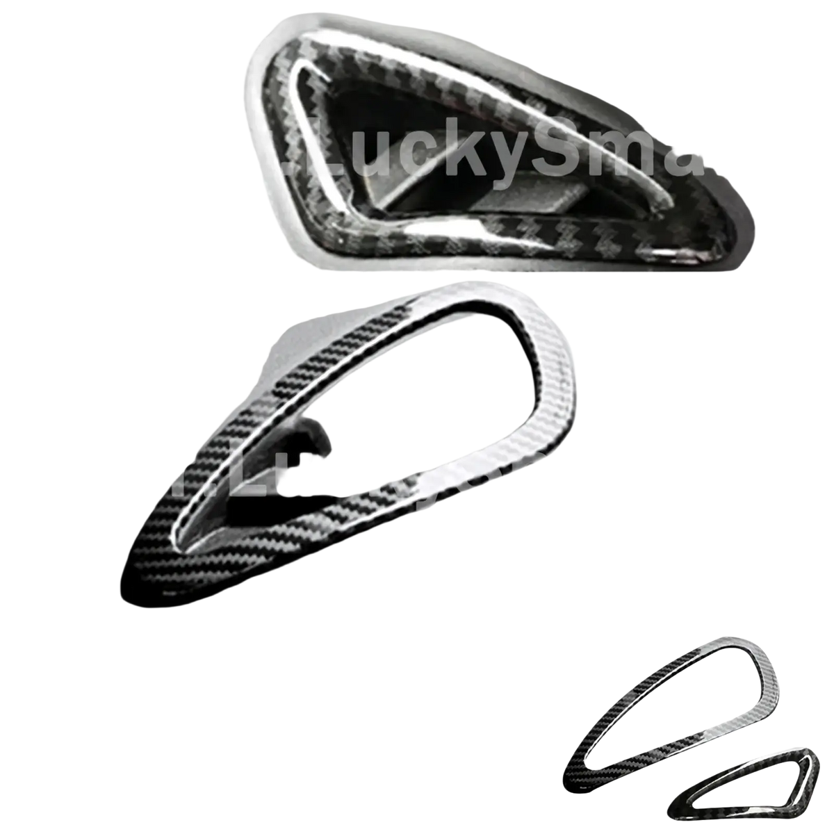 Carbon fiber air vent trim kit for smart 453 fortwo and forfour with left and right door handle surrounds in black