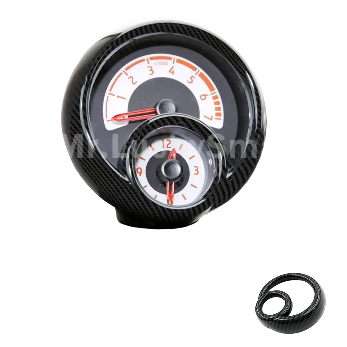 Smart 453 carbon fiber air vent trim kit with carbon-fiber styled dual analog dashboard gauge set for 453 fortwo forfour