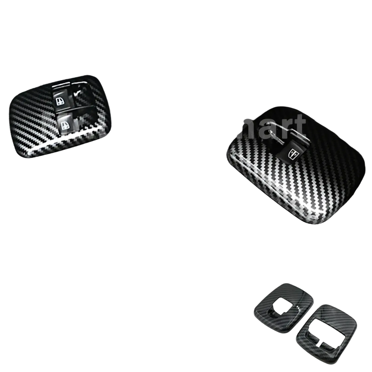 Carbon-fiber styled black door handle cover inserts for smart 453 fortwo forfour in carbon fiber air vent trim kit