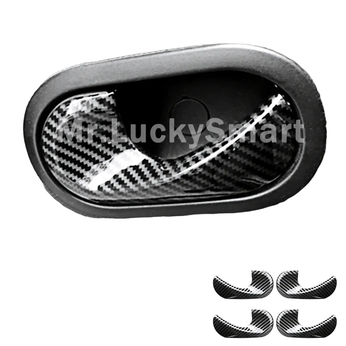 Carbon-fiber styled door handle cover for smart 453 forfour with sleek black and white woven pattern in air vent trim kit
