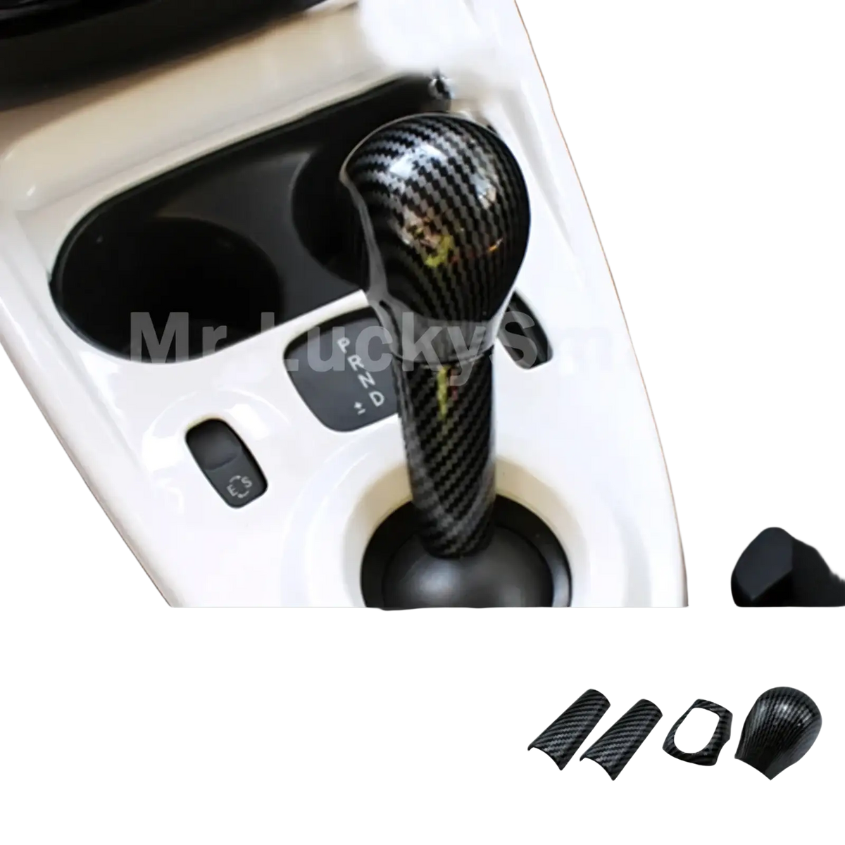 Carbon-fiber styled gear shift knob for smart 453 fortwo and forfour with sleek black and gray woven texture