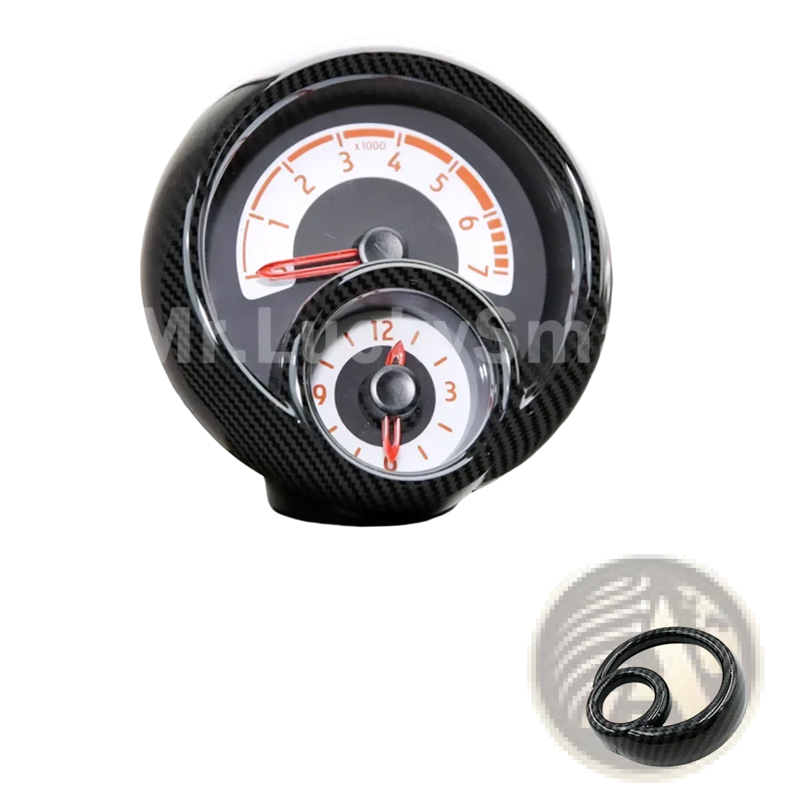 Smart 453 carbon fiber air vent trim kit with carbon-fiber styled dual analog dashboard gauge set for 453 fortwo forfour