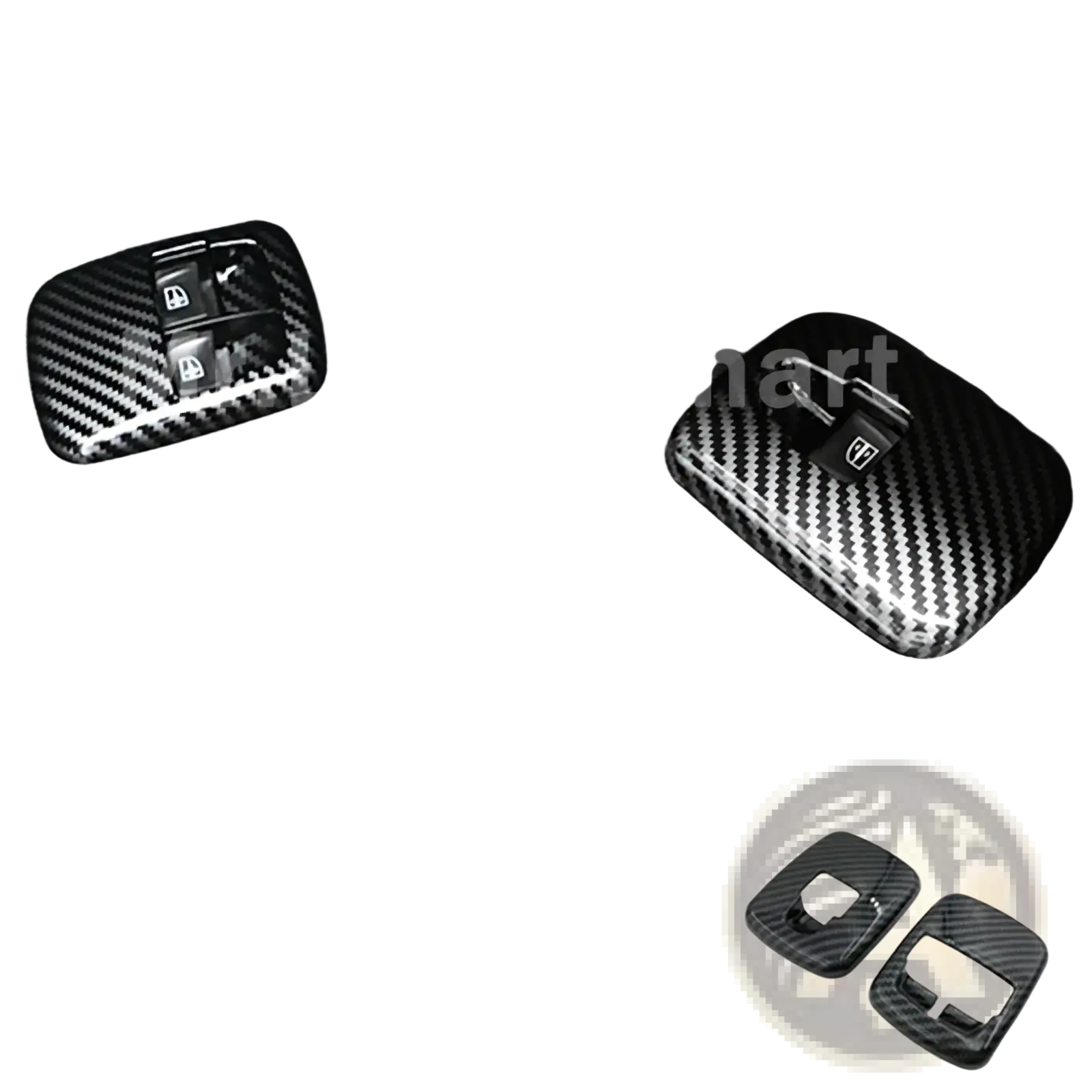 Carbon-fiber styled black door handle cover inserts for smart 453 fortwo forfour in carbon fiber air vent trim kit
