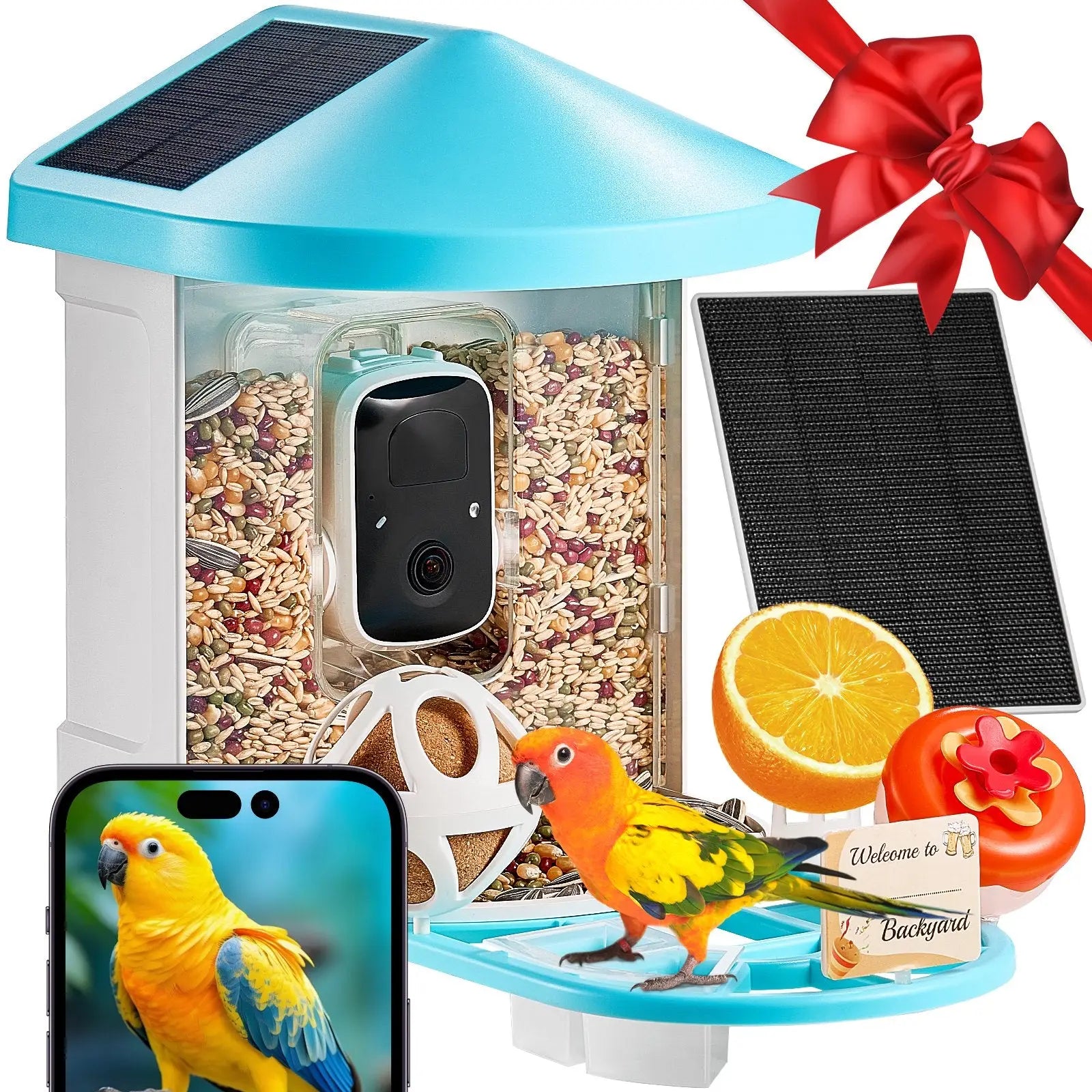 Comedero inteligente para aves con cámara de 2K e identificación de especies mediante IA