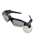 Black sport smart bluetooth audio sunglasses with gray tinted lenses and integrated wireless earpiece technology