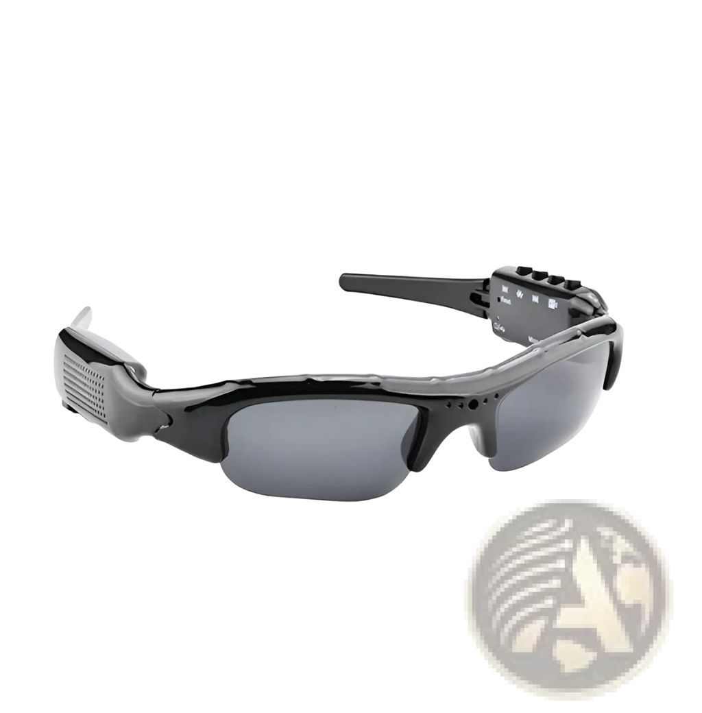 Black and gray sport-style smart bluetooth audio sunglasses with hd camera and mic for hands-free communication