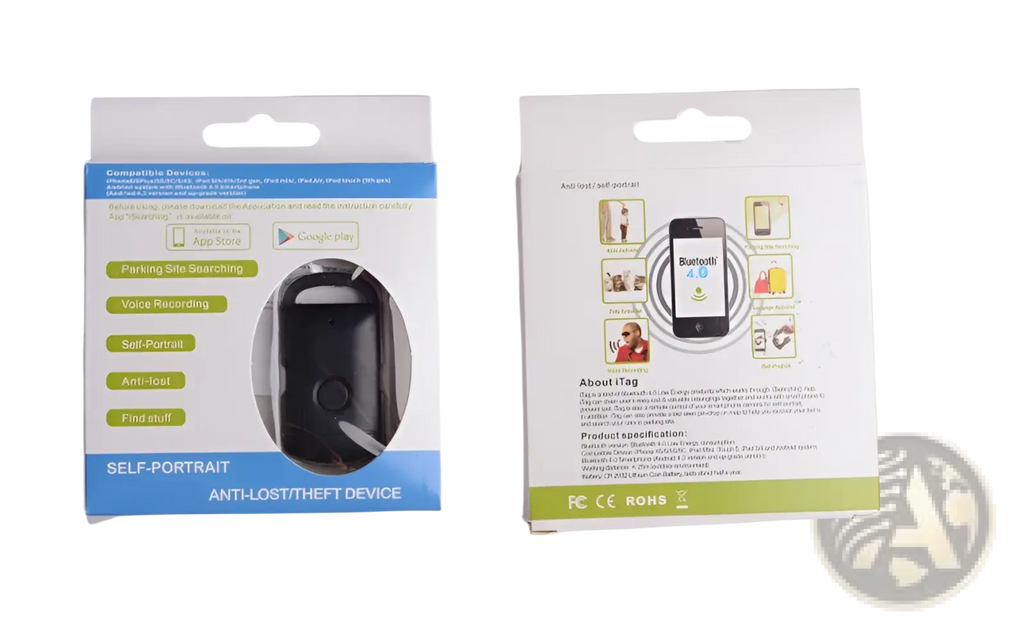 Black plastic itag smart bluetooth tracker tag in retail packaging for keys pets and kids anti-loss use