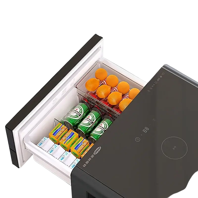 Black and white built-in drawer smart coffee refrigerator side table with sleek modern design width 750px height