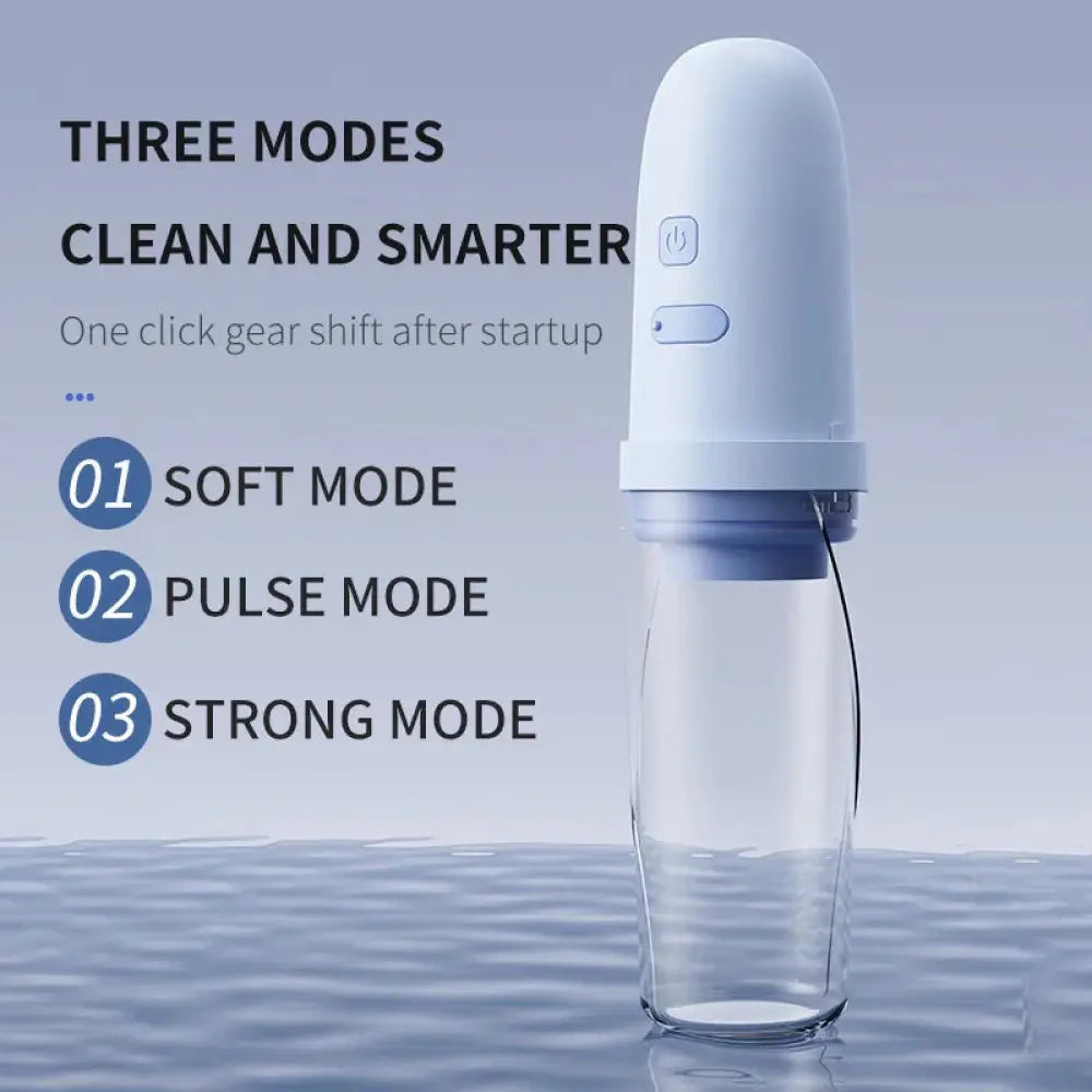 Smart rechargeable portable bidet in white and transparent with a modern pump top and three pressure modes