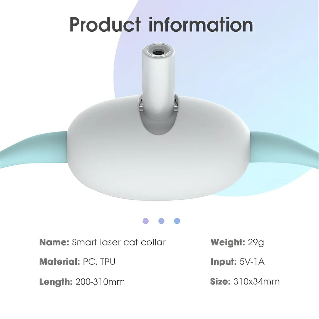 White and light blue smart laser cat collar made of pc and tpu for interactive usb training toy