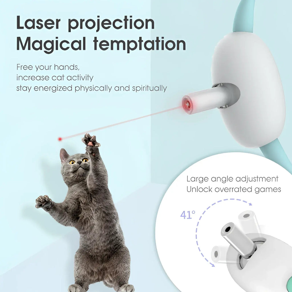 White and light blue smart laser cat collar interactive usb training toy with red dot projection for cat play