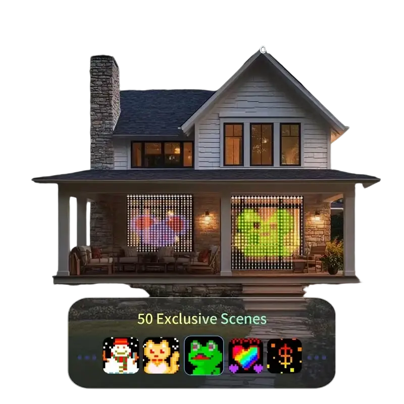 Smart led curtain light rgb app controlled diy christmas decor with rohs ce emc certified pixel art panels on house windows