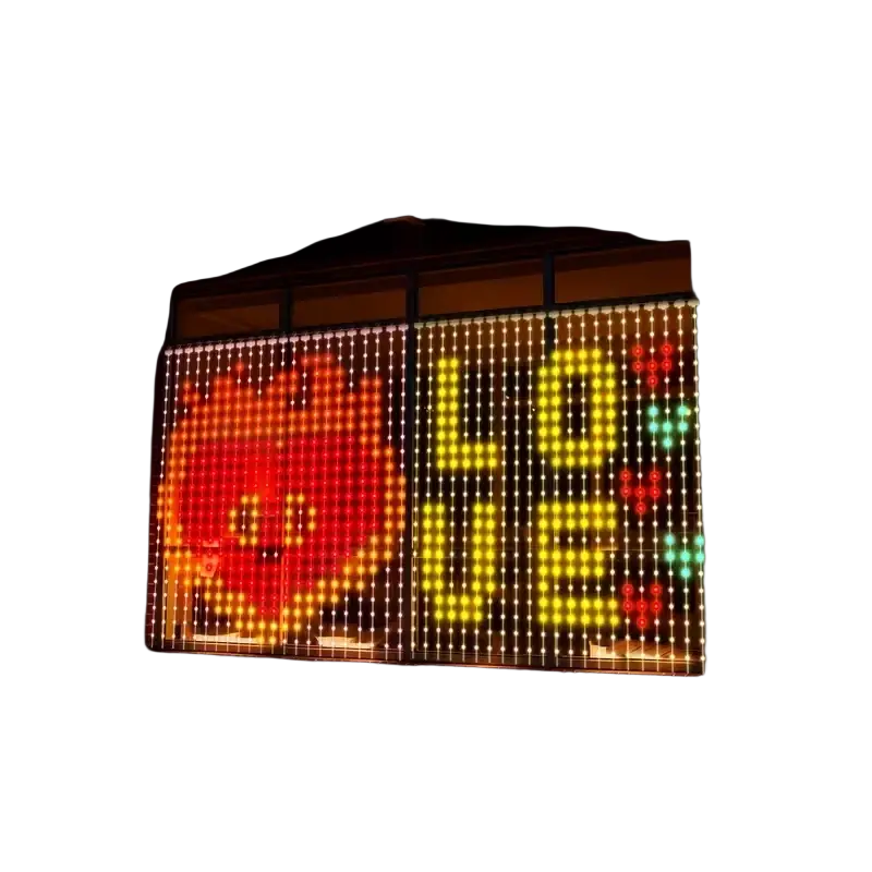 Smart led curtain light rohs ce emc with red and yellow smiling heart love design and colorful floral patterns for christmas decor