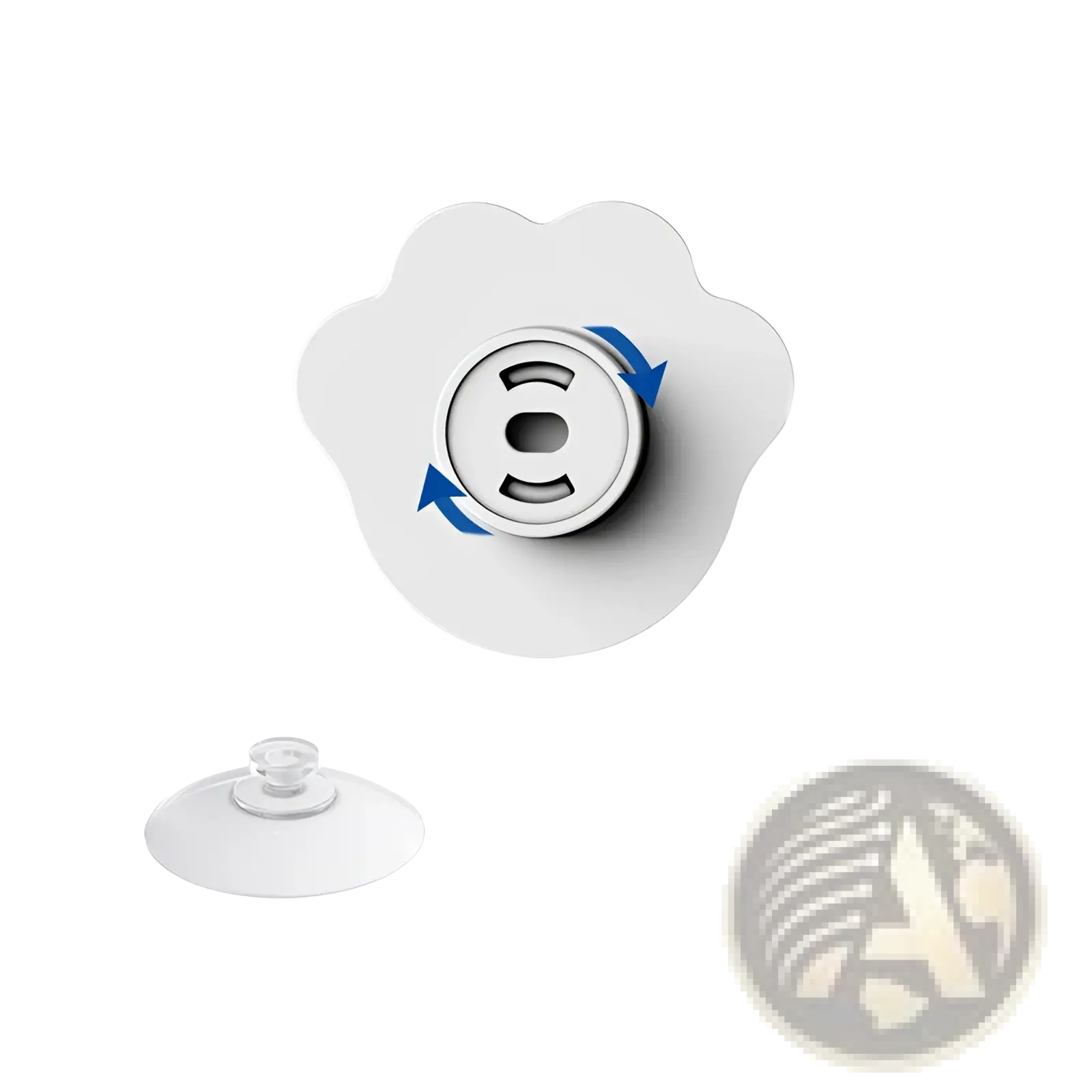 White cloud-shaped suction cup mount with silver metallic center ring and 3m branding for smart pet water dispenser infrared sensor
