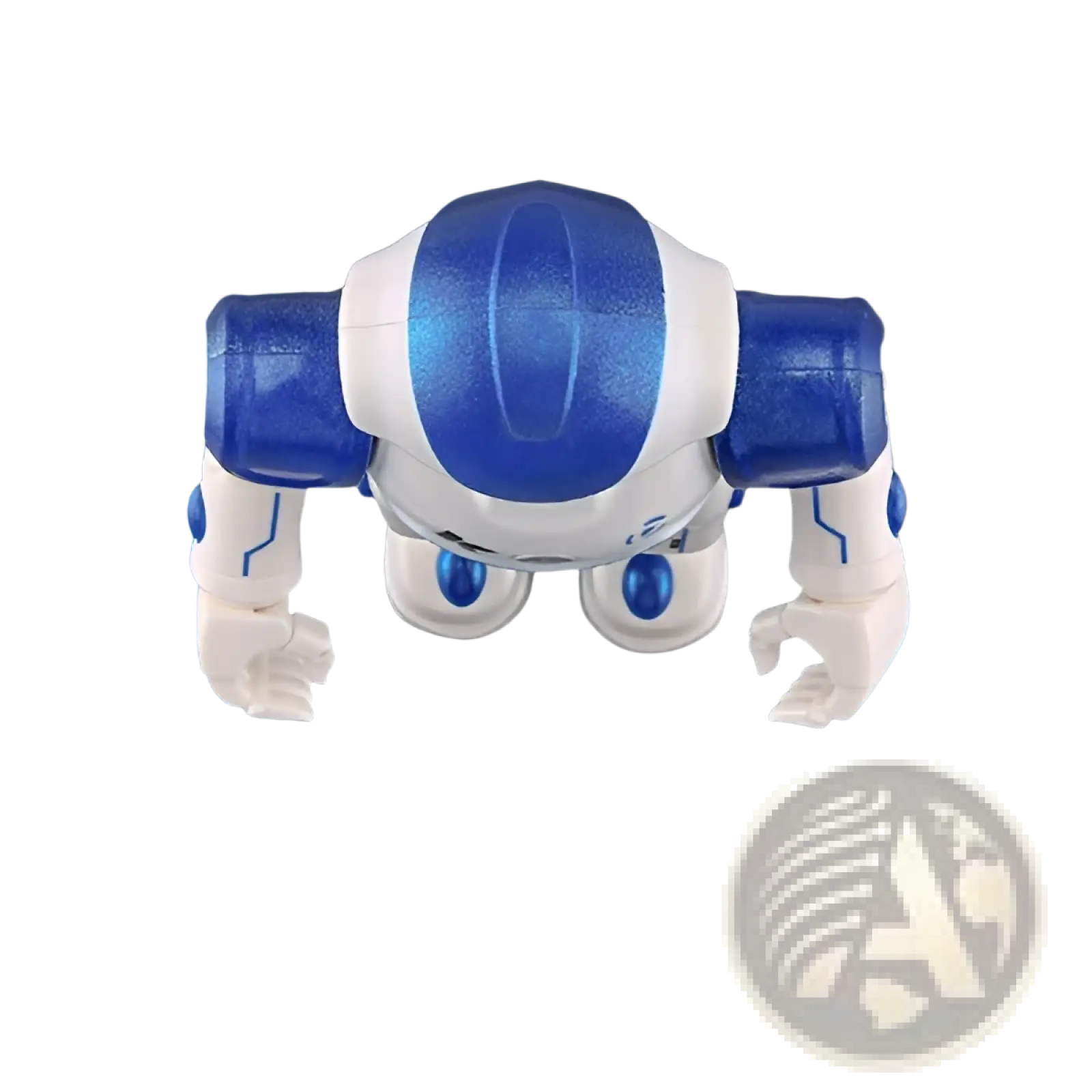 Blue and white smart robot toy with glossy plastic finish featuring gesture control and dancing remote control functions