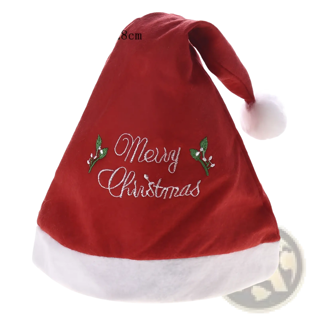 Smart robot toy gesture control dancing rc robot with red velvet santa hat white faux fur trim and silver merry christmas embroidery