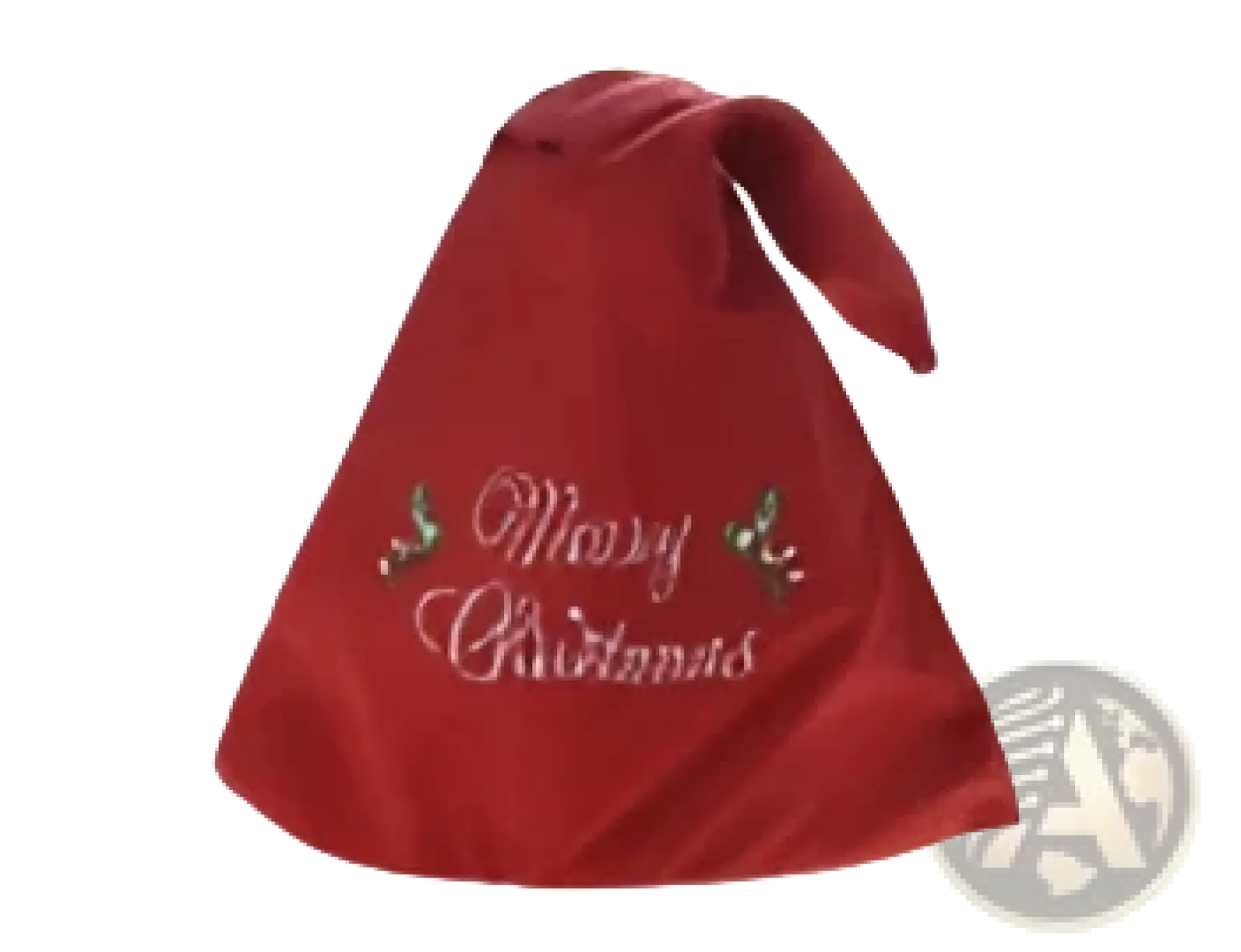 Red santa hat with white trim and embroidered merry christmas text paired with smart robot toy gesture control dancing rc robot