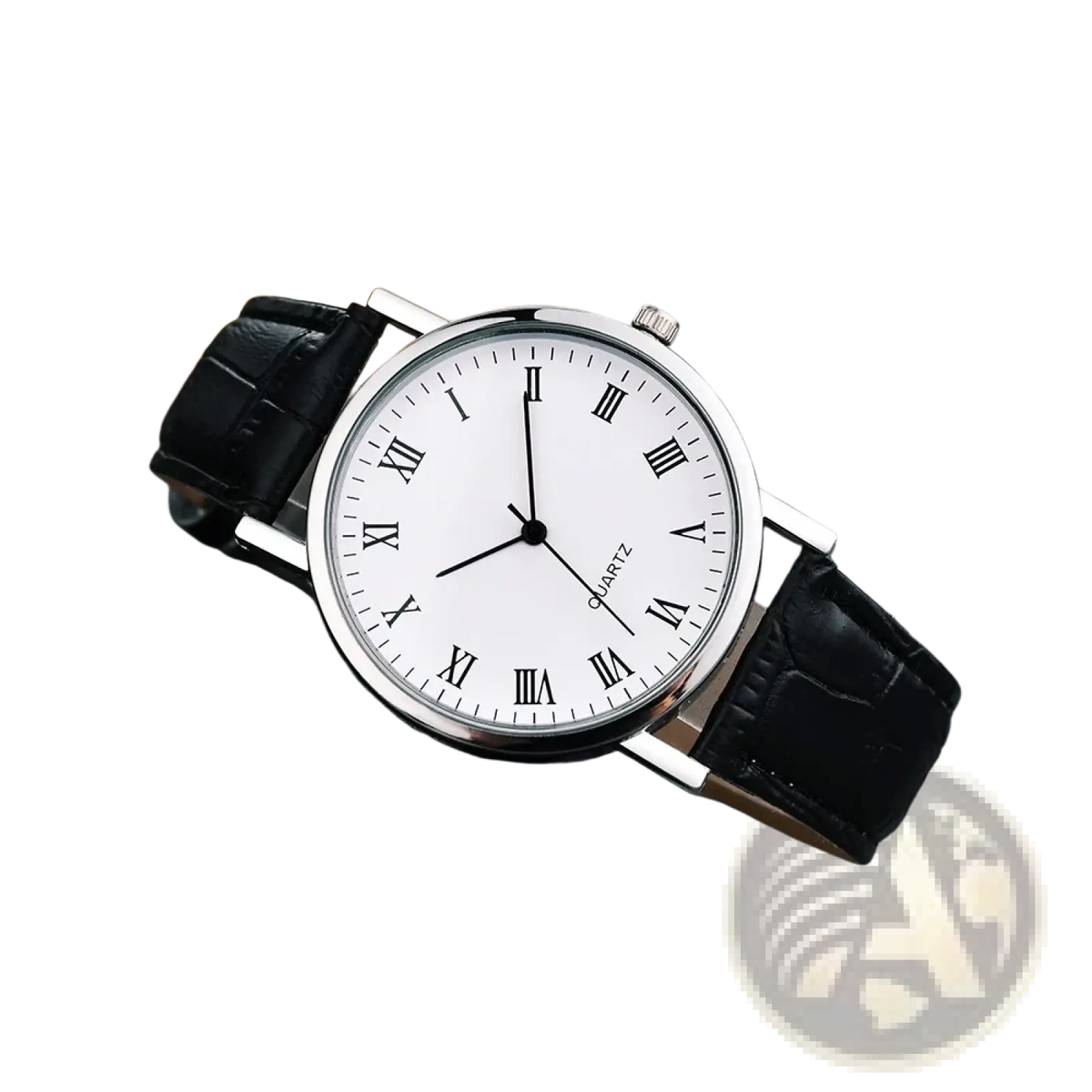Smart watch 1.83 inch bluetooth call fitness tracker with silver-toned quartz case white dial and black leather strap
