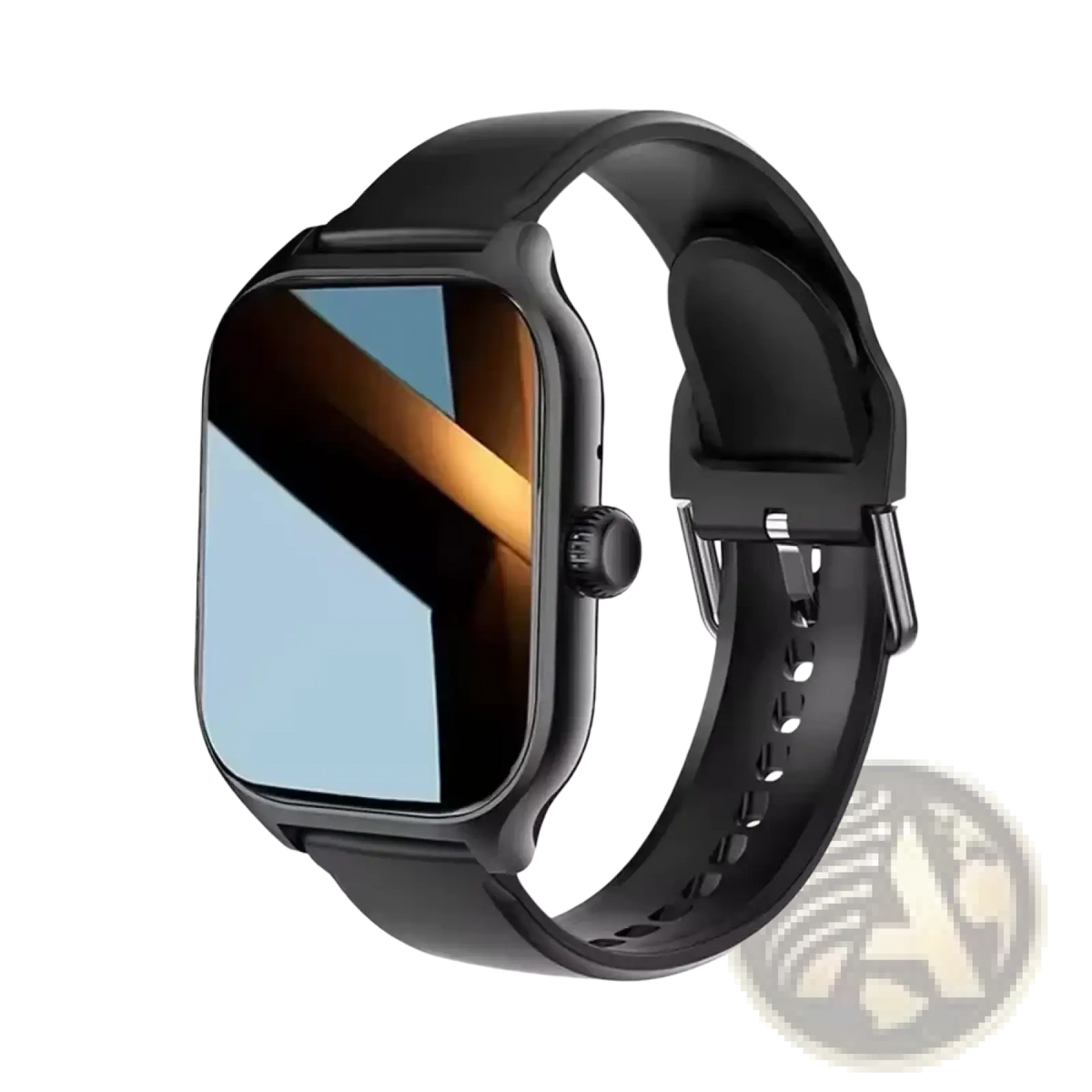 Black smartwatch 2.01 hd fitness tracker with Bluetooth call feature featuring a sleek rectangular screen and silicone strap