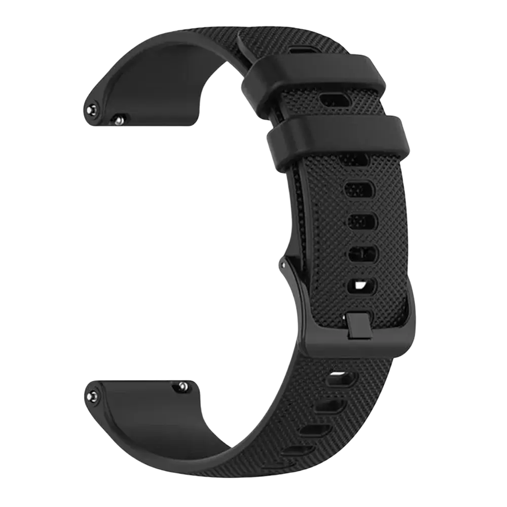 Black textured silicone smartwatch watch strap with matte finish and adjustable buckle for garmin vivoactive and forerunner