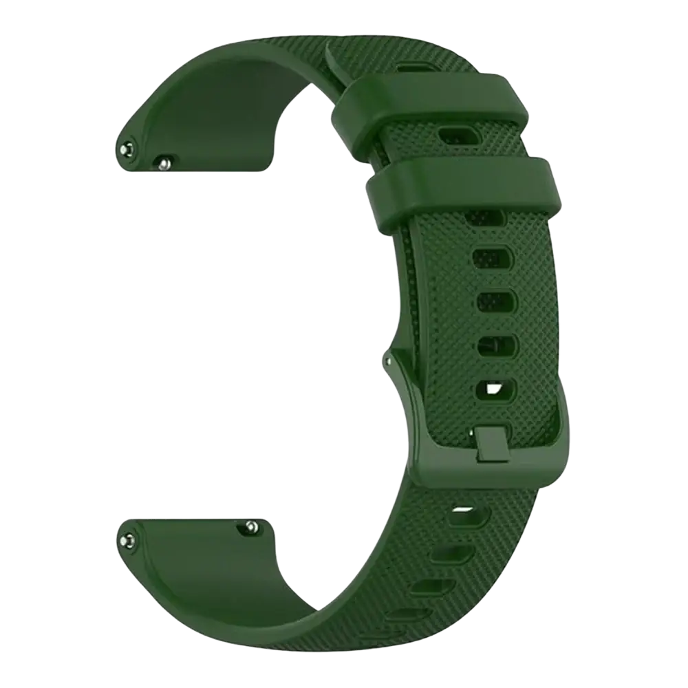 Dark green silicone smartwatch watch strap with textured surface and adjustable buckle for garmin vivoactive and forerunner