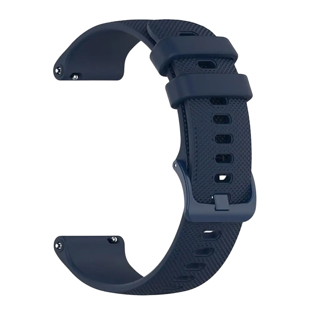 Dark navy silicone smartwatch watch strap with textured surface and matching buckle for garmin vivoactive and forerunner
