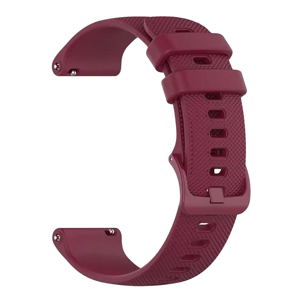Maroon silicone smartwatch watch strap with textured surface and adjustable buckle for garmin vivoactive and forerunner