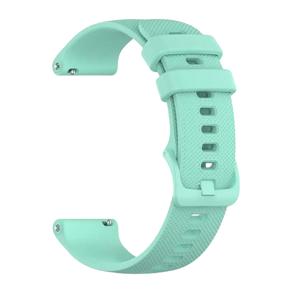 Mint green silicone smartwatch watch strap with textured surface and adjustable buckle for garmin vivoactive and forerunner