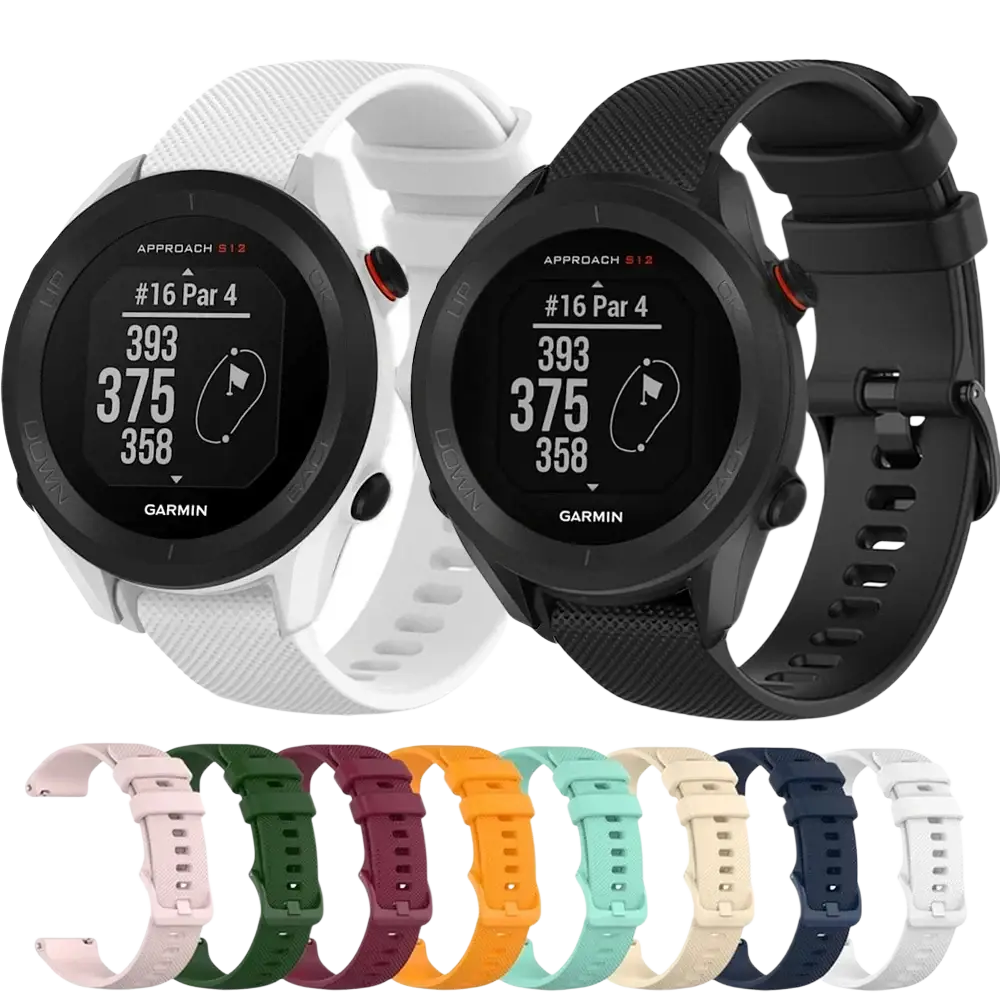 Replacement silicone smartwatch watch strap band for garmin approach s12 s42 in multiple colors including white and black