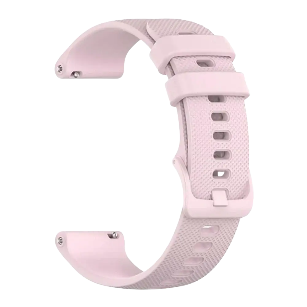 Soft pink silicone smartwatch watch strap band with textured surface and matching buckle for Garmin Vivoactive use