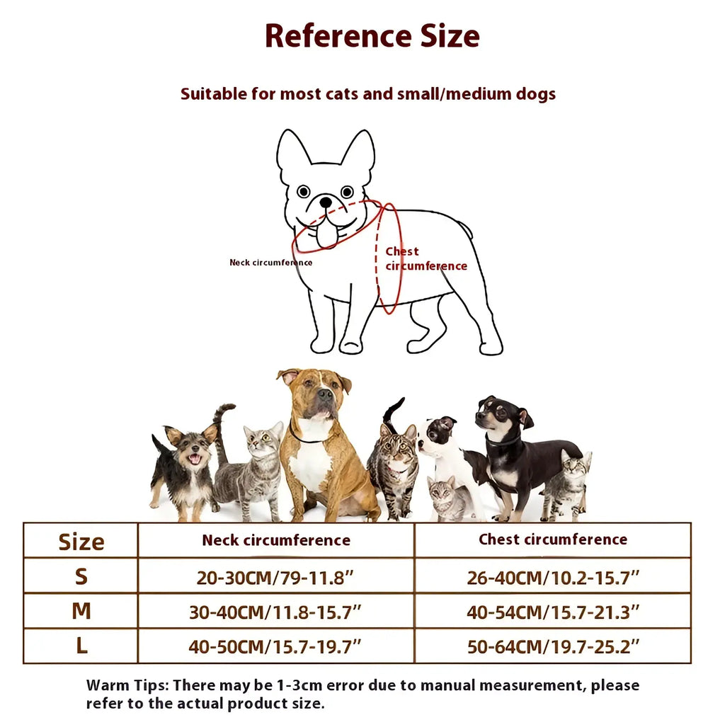 Dog collar size chart for cats and small to medium dogs in centimeters and inches for snail dog costume halloween apparel