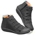 Dark gray suede snake print wedge ankle boots for women with inner zipper and laces through decorative eyelets