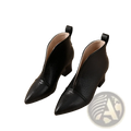 Black snakeskin ankle boots with v cut pointed toe and low block heel in a sleek elegant design