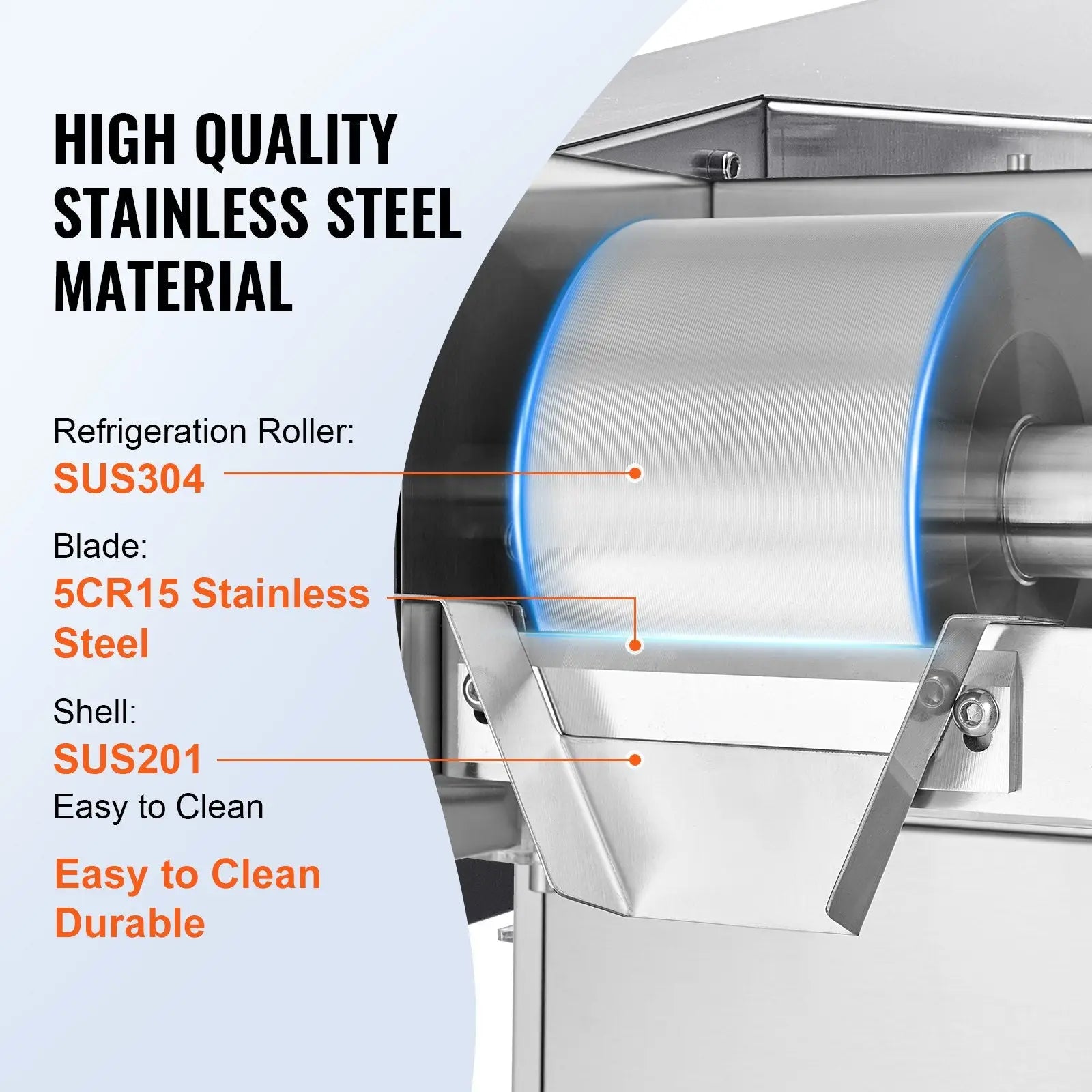 Industrial-grade stainless steel snowflake ice machine with sus304 refrigeration roller and 5cr15 stainless steel blade