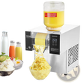 White stainless steel Vevor snowmaker snowflake ice machine with digital display and yellow liquid reservoir