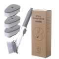 Soap dispensing kitchen dish brush with long handle gray and white multi-functional liquid pressure pot scrubber