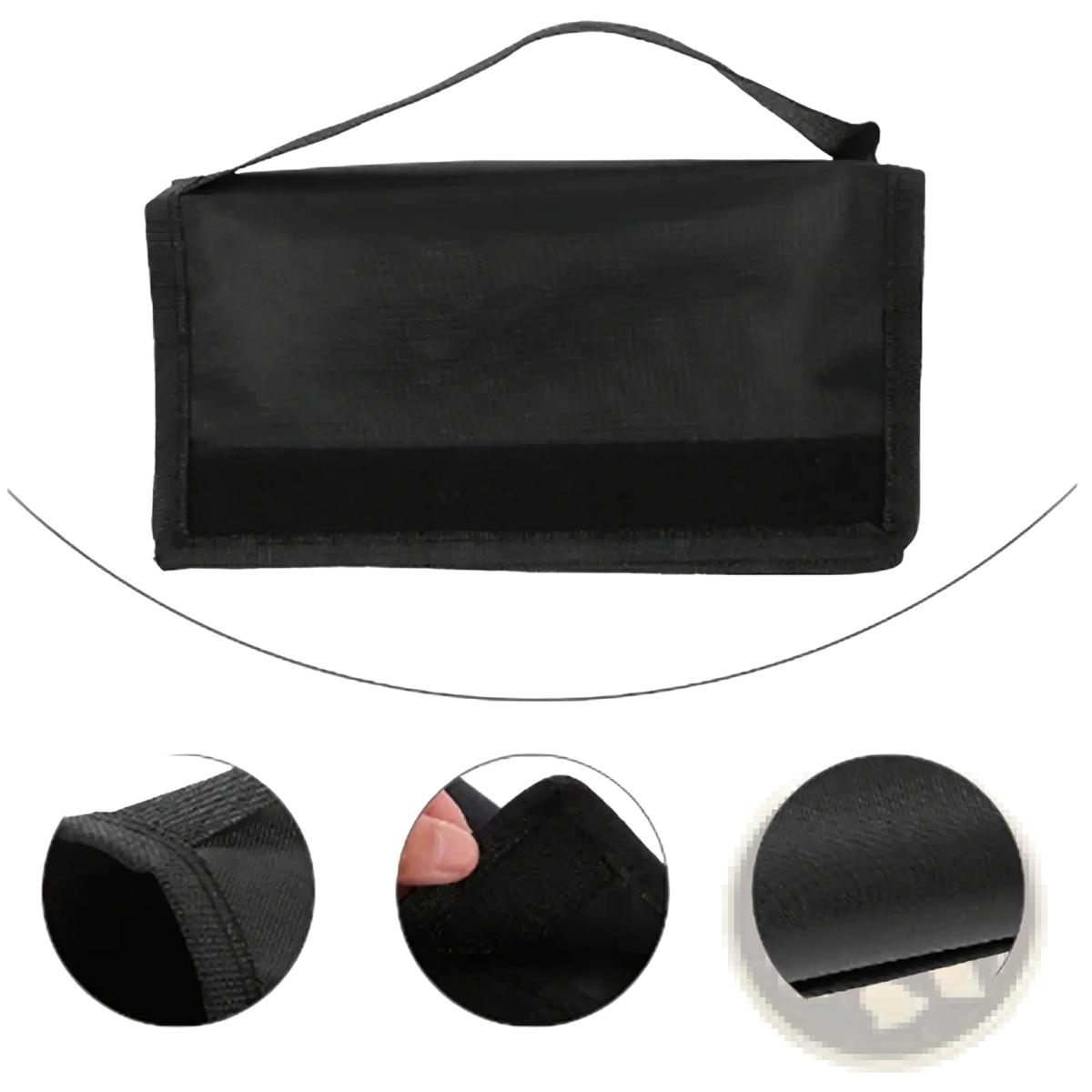 Black fabric soccer agility hurdle carrying strap and storage bag with top handle and reinforced stitching