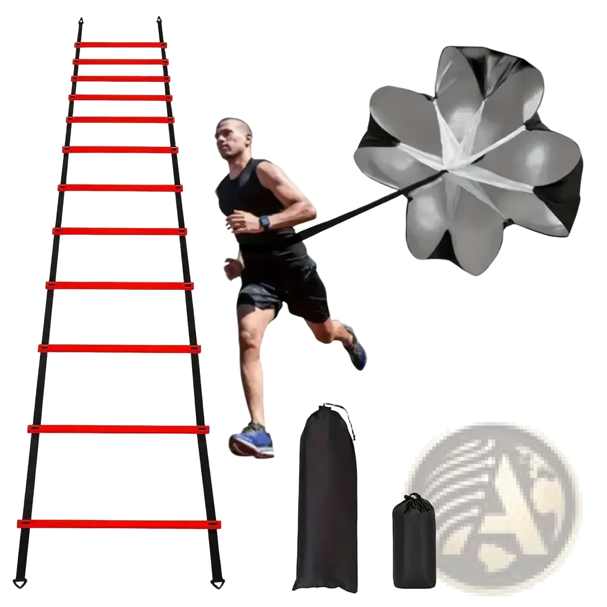 Red and black agility ladder made of durable material for soccer speed training in an agility ladder kit