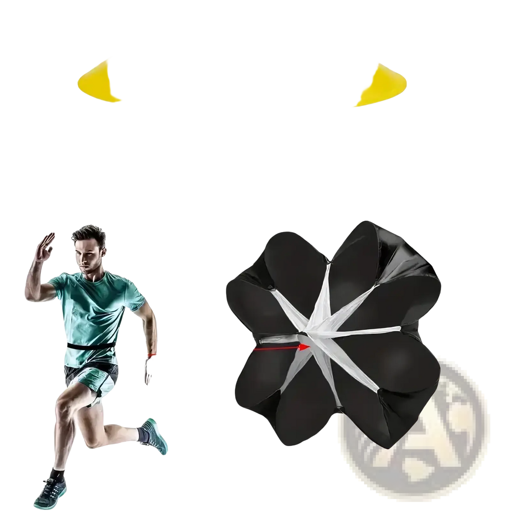 Yellow conical training cones 18cm wide 4cm thick pack of twelve for soccer speed training parachute and agility ladder kit