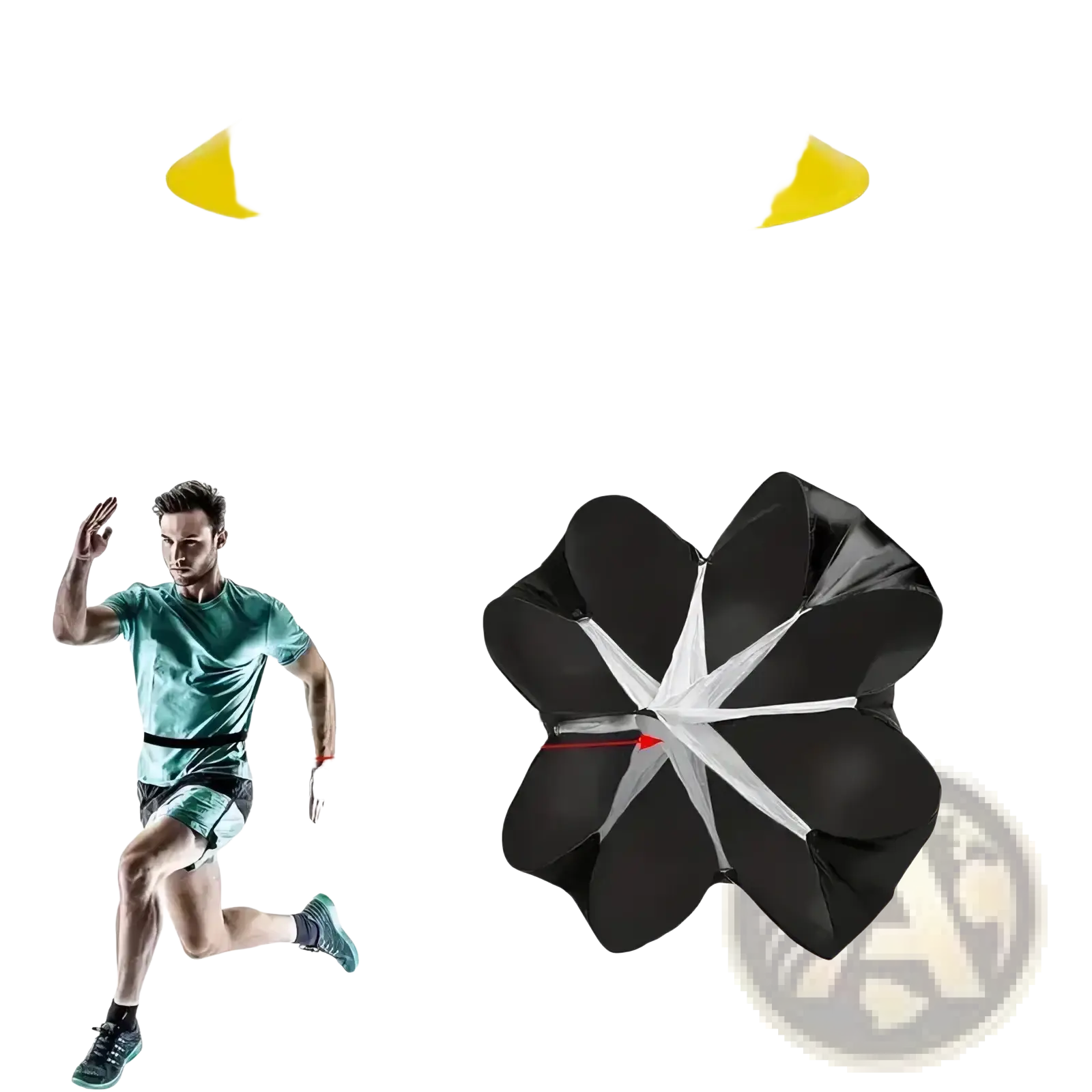 Yellow conical training cones 18cm wide 4cm thick pack of twelve for soccer speed training parachute and agility ladder kit