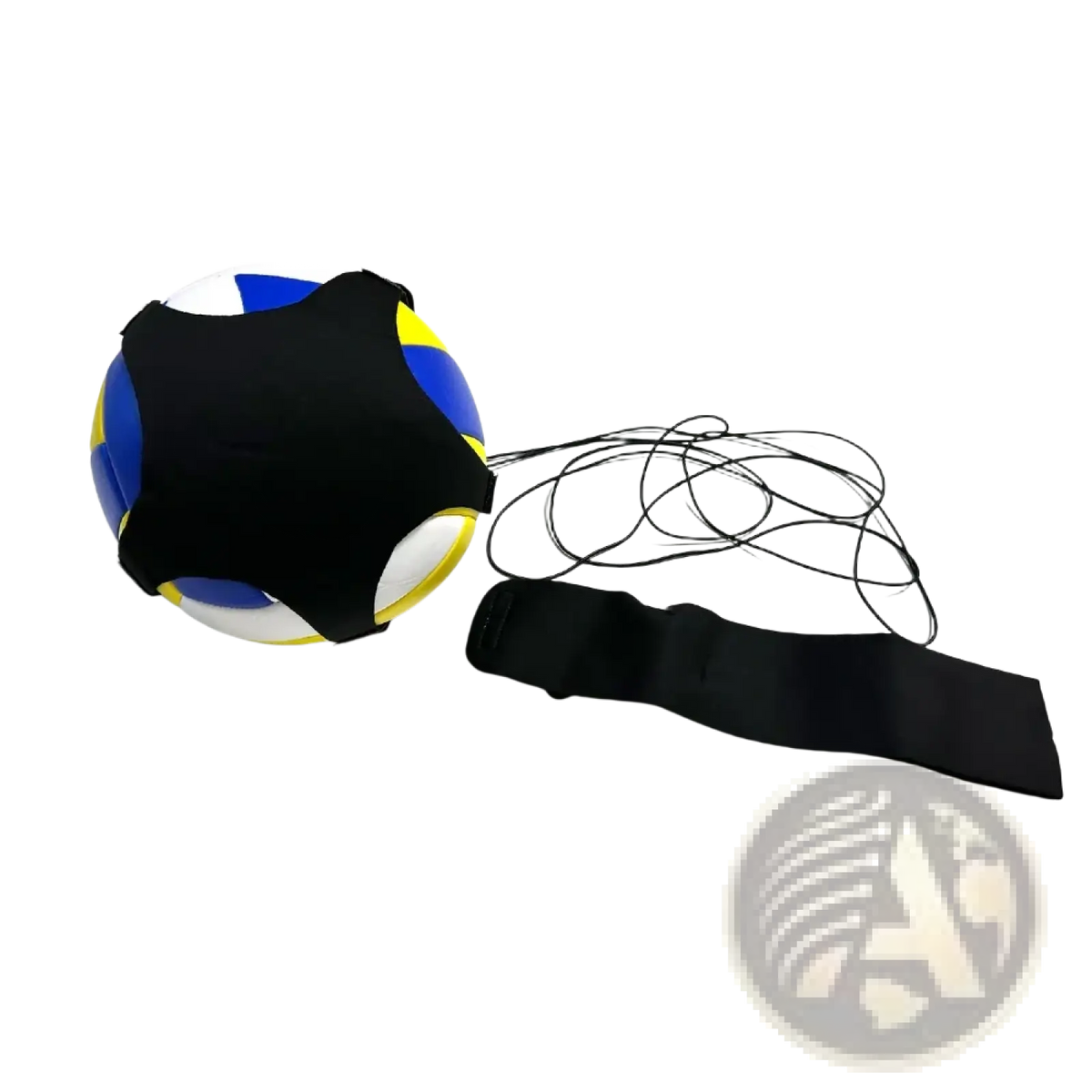 Black soccer training belt solo practice aid with adjustable strap and cord for volleyball training