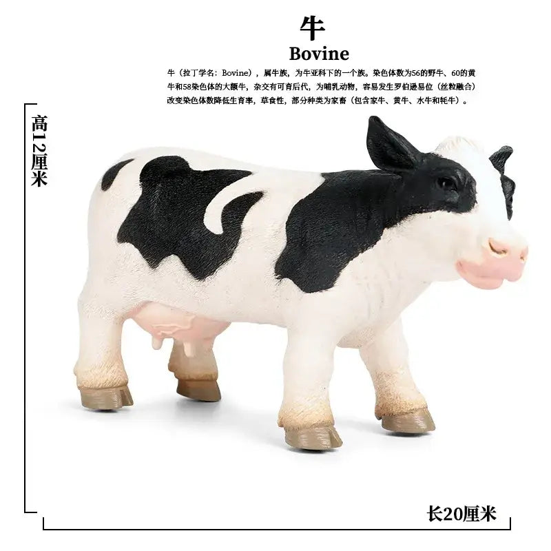 Black and white plastic cow figurine with pink nose and brown hooves soft animal figurine decompression finished goods