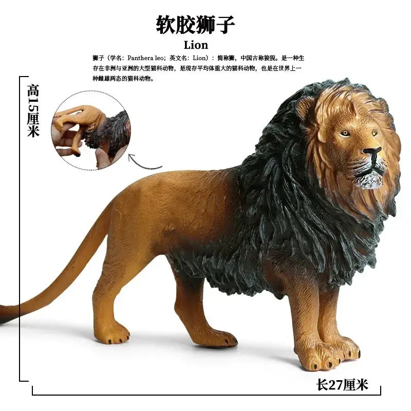 A detailed soft gel lion figurine with a golden-brown body and black mane as finished goods decompression toy