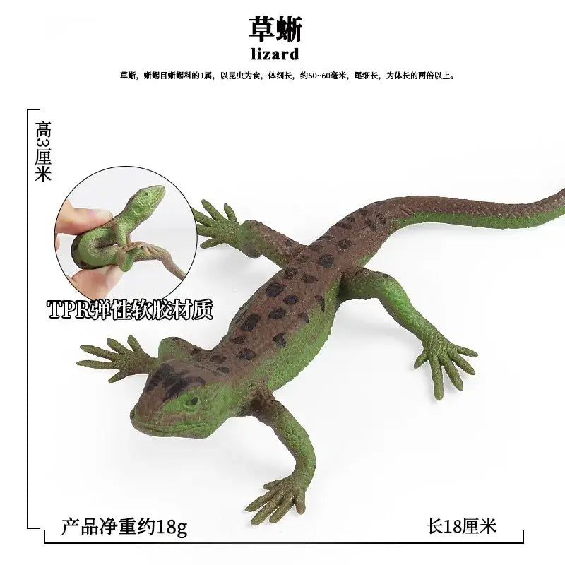Green and brown spotted lizard soft animal figurine made of tpr elastic rubber as decompression finished goods