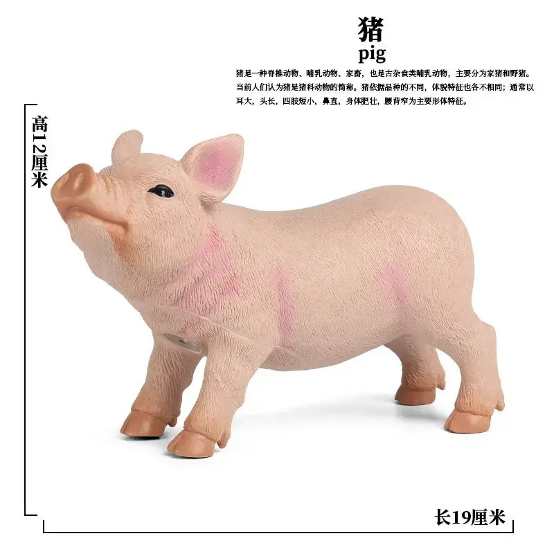 Pink plastic pig soft animal figurine decompression toy with detailed features and glossy finish finished goods