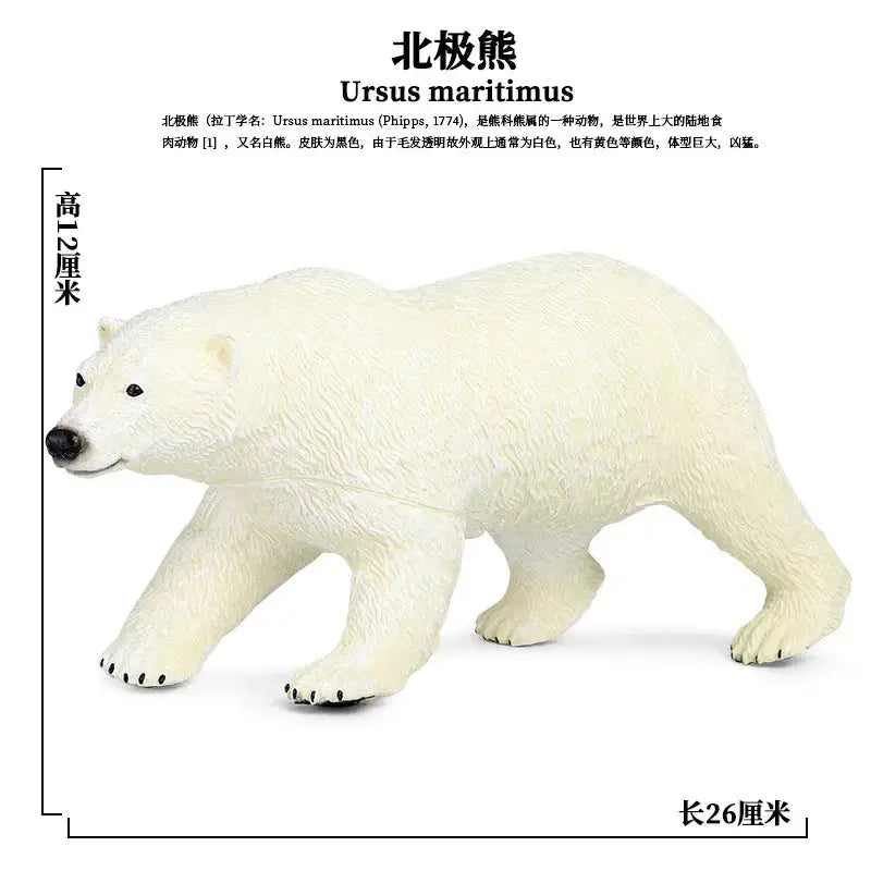 White polar bear finished goods figurine with detailed fur texture and black paw pads for decompression toys