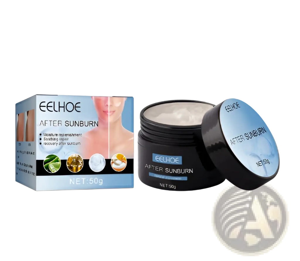 Black eelhoe soft brown suntanning beauty cream 50g jar with silver lid and blue label shown from the back side