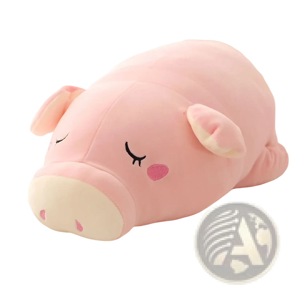 Soft pink plush pig toy with embroidered rosy cheeks and cream snout designed as a cartoon pillow doll gift