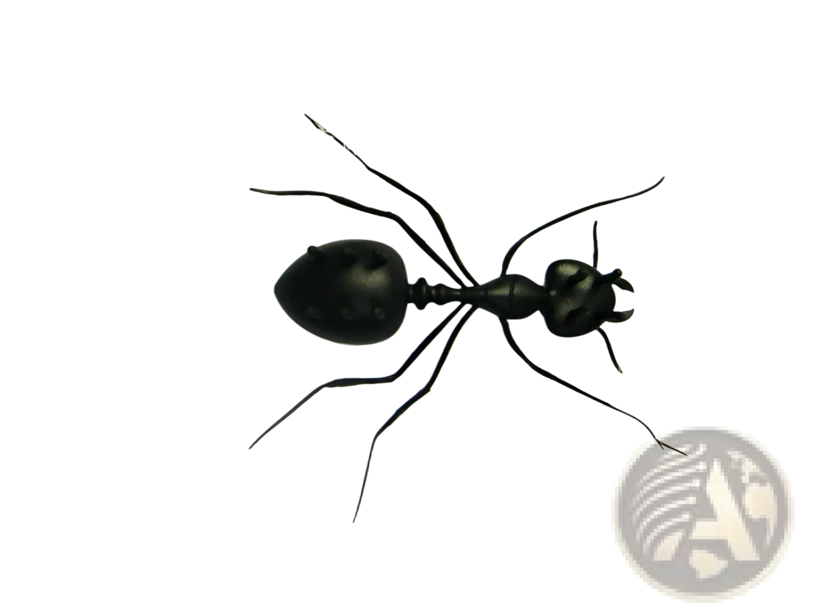Black ant-shaped solar electronic robot toy for kids with detailed segmented body and articulated legs 93mm