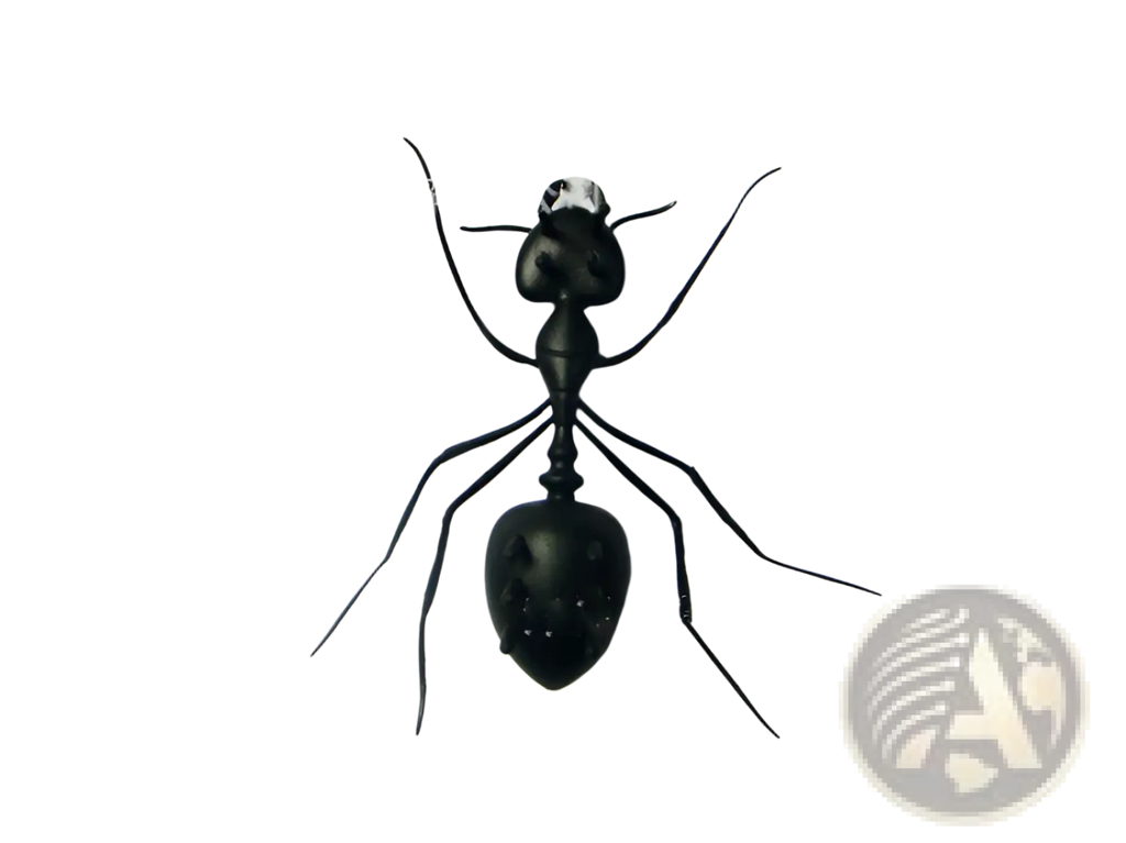 Black ant-shaped solar electronic robot toy for kids with glossy finish and detailed segmented body 93mm